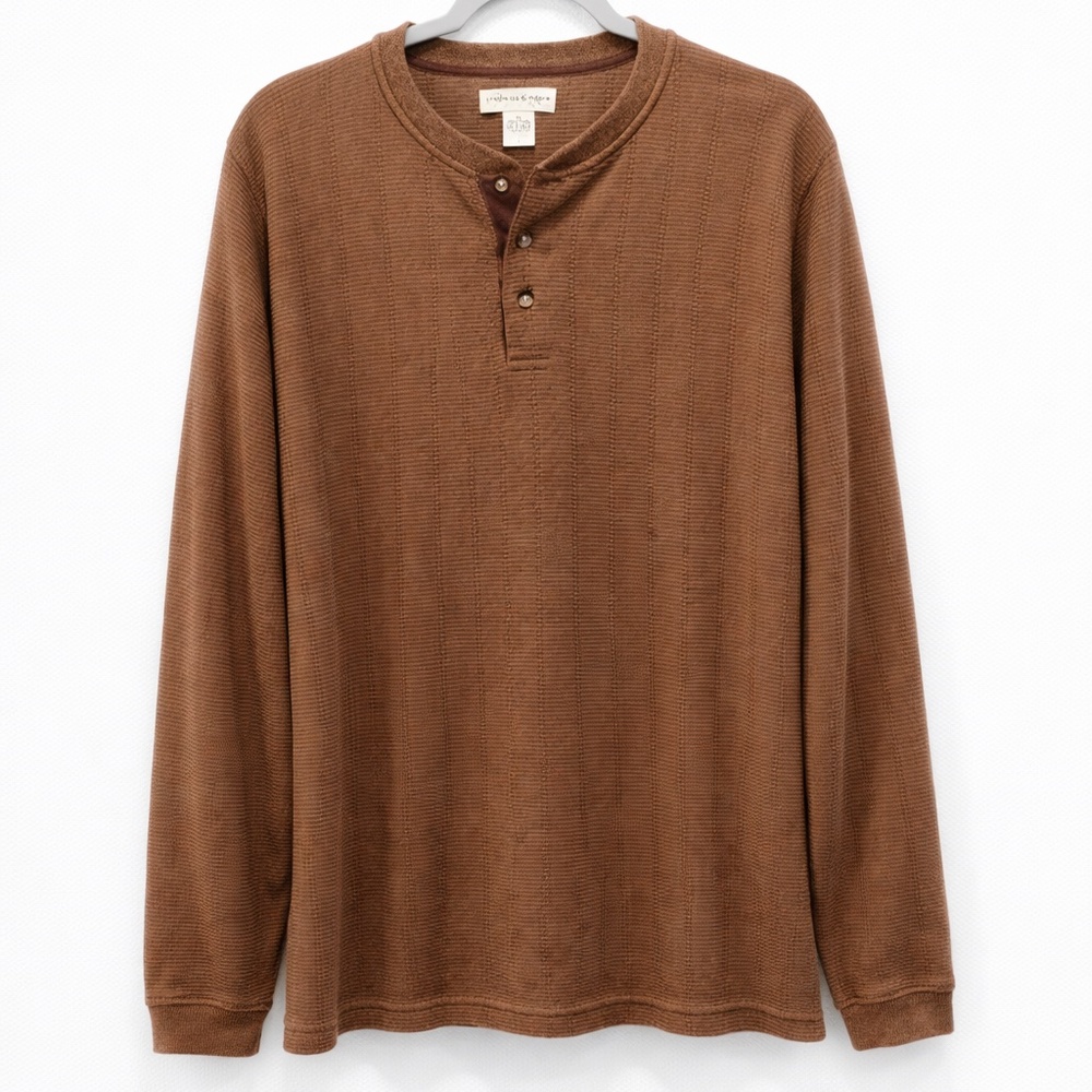 Preswick & Moore Striped Brown Henley Top Size XL